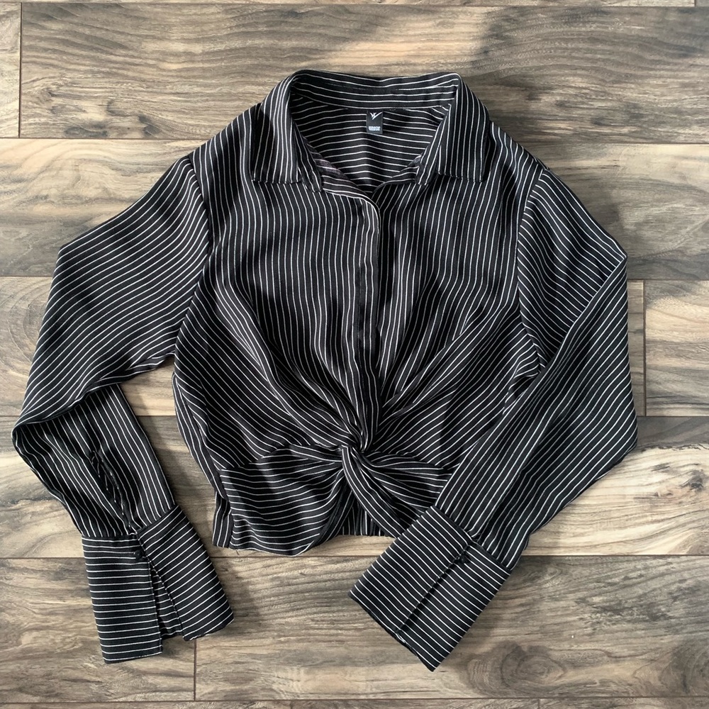 Black & White Pinstripe Crop Top